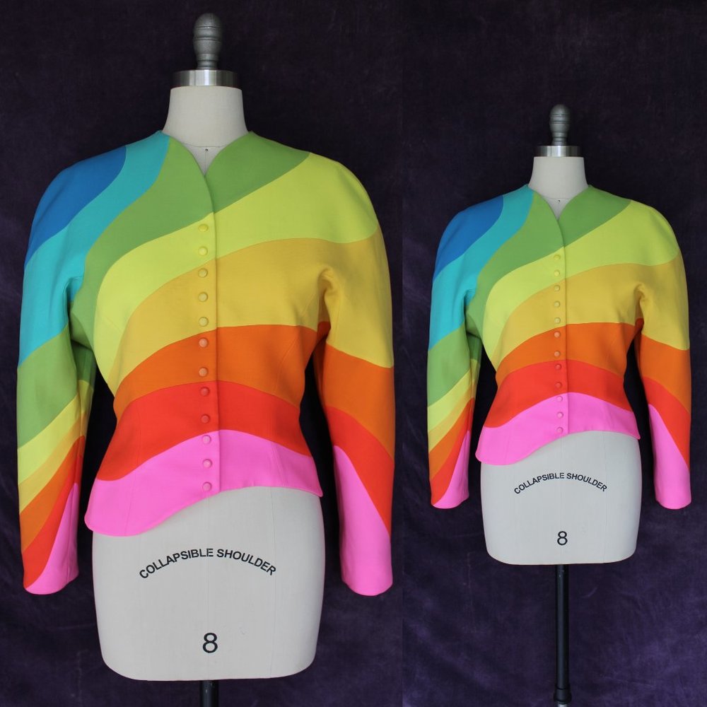 THIERRY MUGLER dress blazer jacket rainbow 42 - Picture 1 of 10